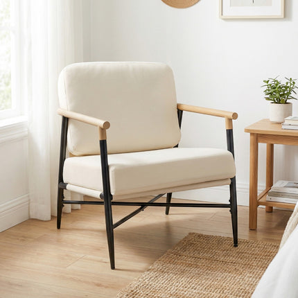 Accent Sessel, Beige, abnehmbare Kissen mit Reißverschluss