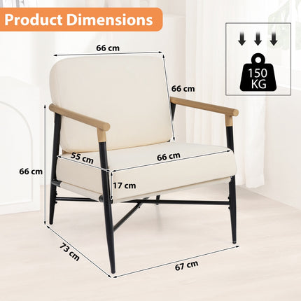 Accent Sessel, Beige, abnehmbare Kissen mit Reißverschluss