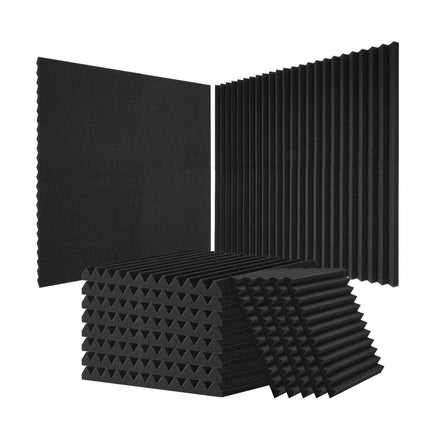 Acoustic Foam Panels, 80 Pack, 12 x 12 x 1 in, Black