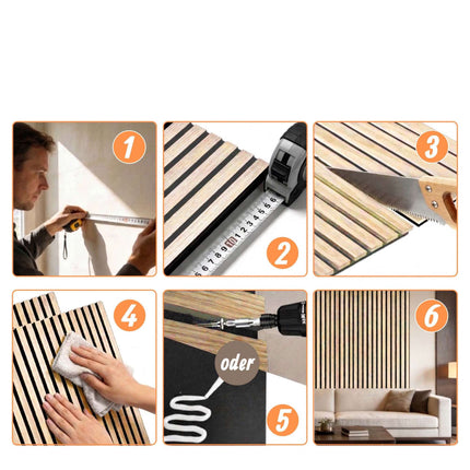 Akustikwandpaneel-Set, 120x60 cm, Holzfurnierlamellen
