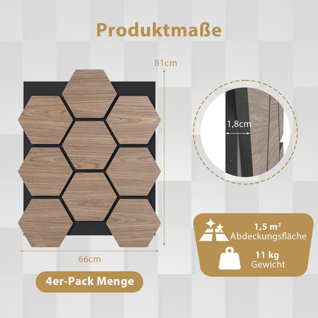 Akustikwandpaneele, 4er-Pack, 81x66 cm, schallabsorbierend