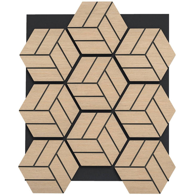 Akustikwandpaneele, Sechseckiges Holz, Schallabsorbierend, 4er-Pack