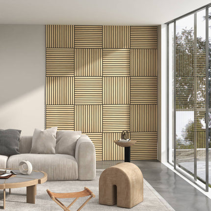 Akustikwandpaneele Eiche 3D – 4er-Pack, 60x60 cm