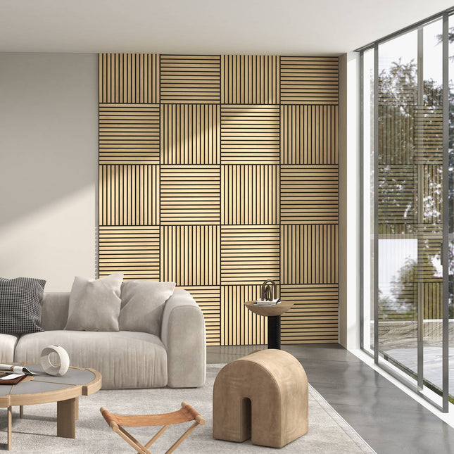 Akustikwandpaneele Eiche 3D – 4er-Pack, 60x60 cm