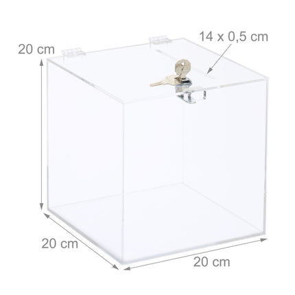 Acryl-Urnenbox mit Schloss – bruchsicher, A6-Schlitz