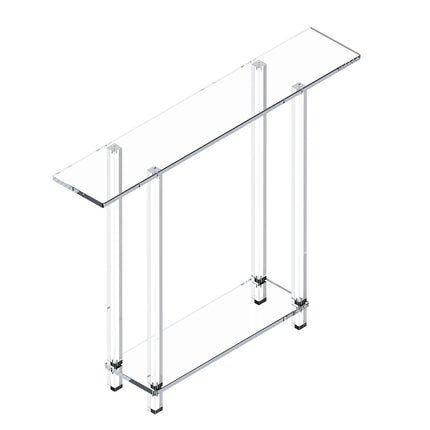 Acrylic Console Table, 2-Tier Narrow Clear Entryway Desk