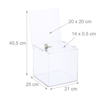 Acryl Spendenbox mit Schloss und Beschilderungshalter