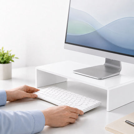 Acrylic Monitor Riser, White, 35x20x10 cm