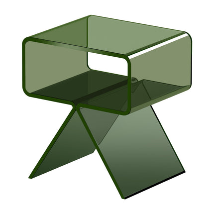 Acrylic Nightstand With Shelf, Transparent Green 43 cm