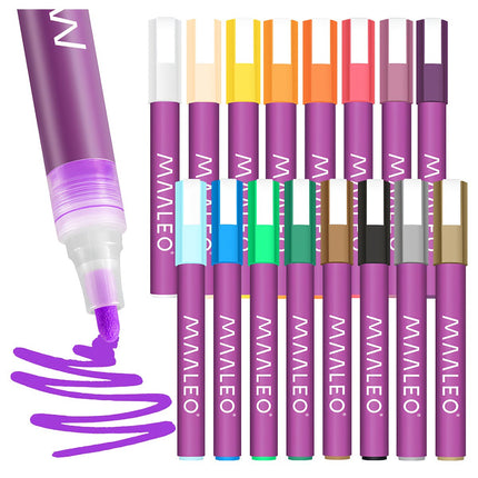 Acrylfarbenmarker-Set, 16 Farben, wasserfest, 8 ml