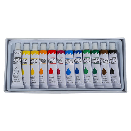 Acrylfarben-Set – 26 Teile mit Pinseln, Leinwänden, Palette