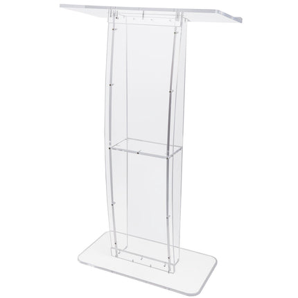 Acrylic Podium Stand, Clear 47 In with Reading Top Shelf