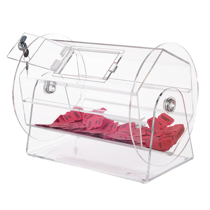 Acrylic Raffle Drum, 5000 Tickets, Lock, 2 Keys