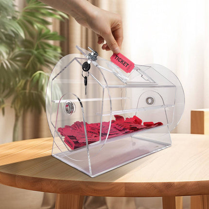 Acrylic Raffle Drum, 5000 Tickets, Lock, 2 Keys