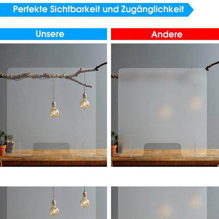 Acrylic Sneeze Guard Screen, Freestanding, 60x60 cm