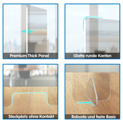 Acrylic Sneeze Guard Screen, Freestanding, 60x60 cm