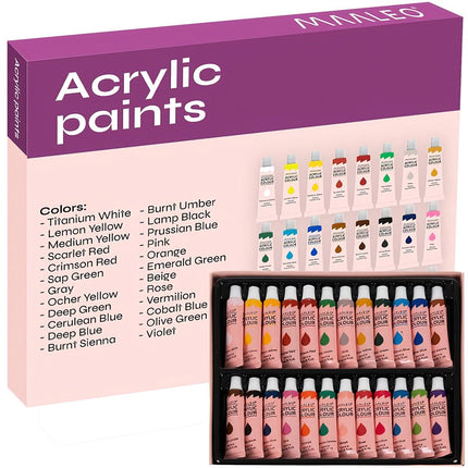 Peintures acryliques, 24 pièces - 12 ml. Maaleo 20363