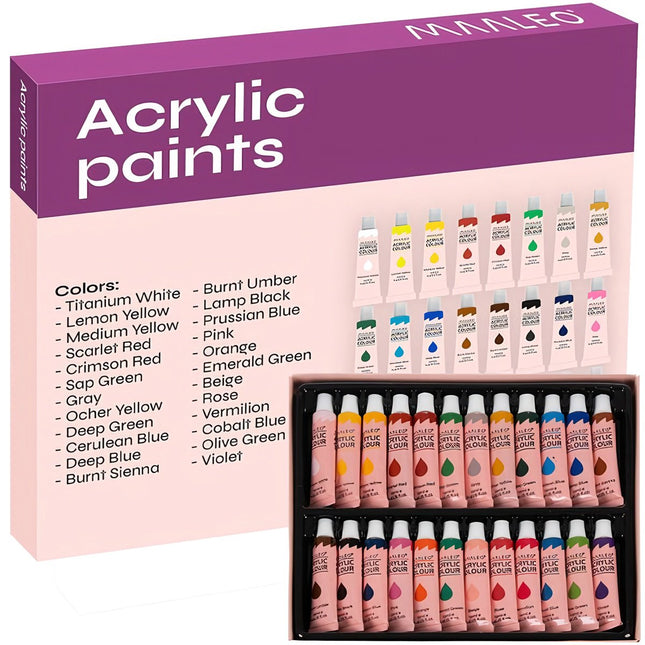 Acrylfarben 24 Stk. - 12 ml. Maaleo 20363