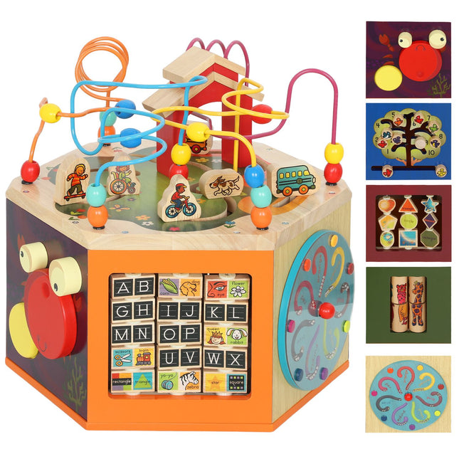 Motorikwürfel, 8-in-1 Motorikspielzeug, 41,5 x 37,5 cm, Mehrfarbig