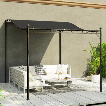 Aanbouwpaviljoen pergola met overkapping, waterafstotende paviljoenoverkapping, vrijstaand tuinpaviljoen, terraspaviljoenoverkapping, zonwering voor terras, tuin, ca. 2,5 x 3 x 2,5 m, donkergrijs
