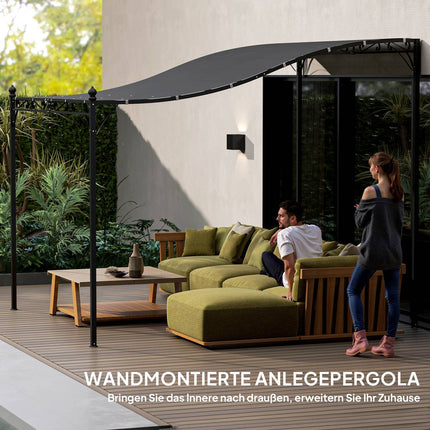 Aanbouwpaviljoen pergola met overkapping, waterafstotende paviljoenoverkapping, vrijstaand tuinpaviljoen, terraspaviljoenoverkapping, zonwering voor terras, tuin, ca. 2,5 x 3 x 2,5 m, donkergrijs