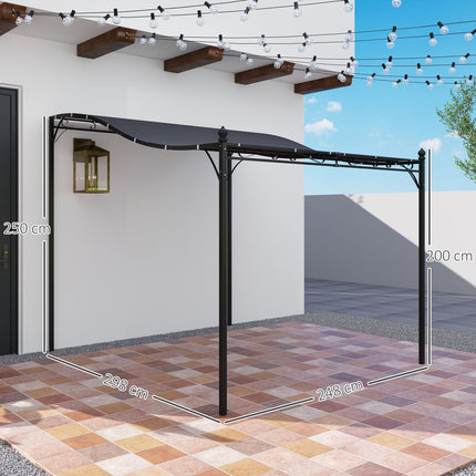 Aanbouwpaviljoen pergola met overkapping, waterafstotende paviljoenoverkapping, vrijstaand tuinpaviljoen, terraspaviljoenoverkapping, zonwering voor terras, tuin, ca. 2,5 x 3 x 2,5 m, donkergrijs