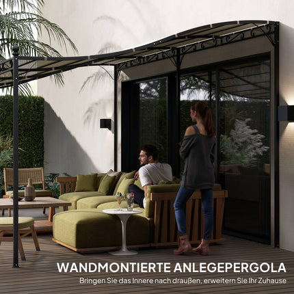 Freistehende Gartenpergola mit wasserabweisendem Vordach, 3x5 m Cremeweiß