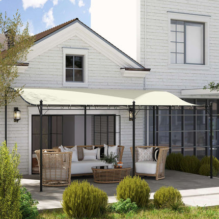 Freistehende Gartenpergola mit wasserabweisendem Vordach, 3x5 m Cremeweiß