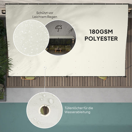 Freistehende Gartenpergola mit wasserabweisendem Vordach, 3x5 m Cremeweiß