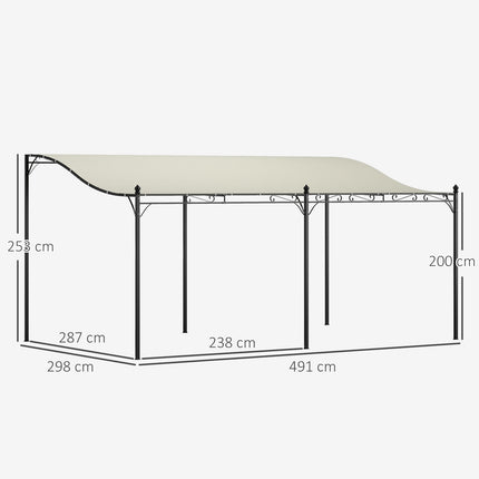 Freistehende Gartenpergola mit wasserabweisendem Vordach, 3x5 m Cremeweiß
