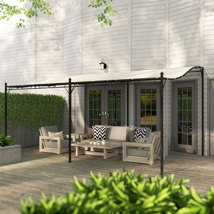 Freistehende Gartenpergola mit wasserabweisendem Vordach, 3x5 m Cremeweiß