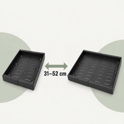 Adhesive Telescopic Drawer for Deep Cabinets, 53 cm Deep, 30 kg Load, Black