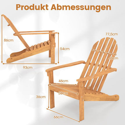 Adirondack-Stuhl Akazienholz, ergonomisch, 180kg Tragkraft