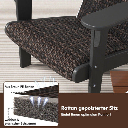 Adirondack Chair with Cup Holder, HDPE & Rattan, Black