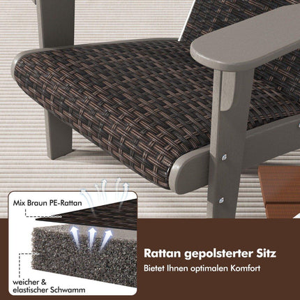Adirondack Chair with Cup Holder, HDPE & Rattan, Gray