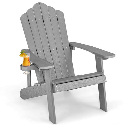 Křeslo Adirondack s držákem nápojů, odolné počasí, světle šedá