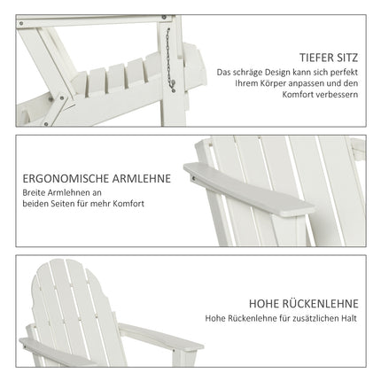 Klappbarer Adirondack Gartenstuhl - Weiß, 75x87x93 cm
