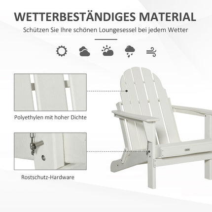 Klappbarer Adirondack Gartenstuhl - Weiß, 75x87x93 cm