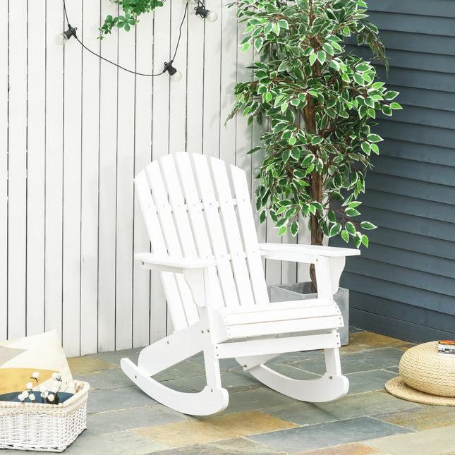 Weißer Adirondack-Garten-Schaukelstuhl, 77 x 94 x 97 cm