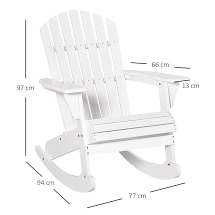 Weißer Adirondack-Garten-Schaukelstuhl, 77 x 94 x 97 cm