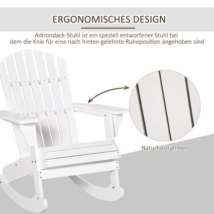 Weißer Adirondack-Garten-Schaukelstuhl, 77 x 94 x 97 cm