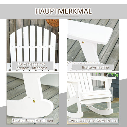 Weißer Adirondack-Garten-Schaukelstuhl, 77 x 94 x 97 cm