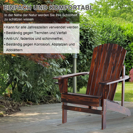 Adirondack-Gartenstuhl, Massivholz, mit Getränkehalter
