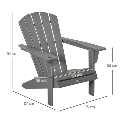 Adirondack-Gartensessel aus Kunststoff mit Getränkehalter, grau