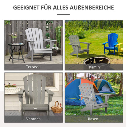 Adirondack-Gartensessel aus Kunststoff mit Getränkehalter, grau