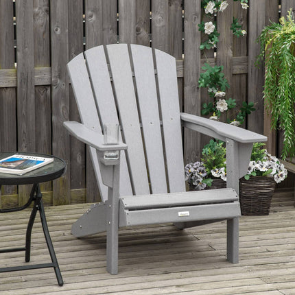Adirondack-Gartensessel aus Kunststoff mit Getränkehalter, grau