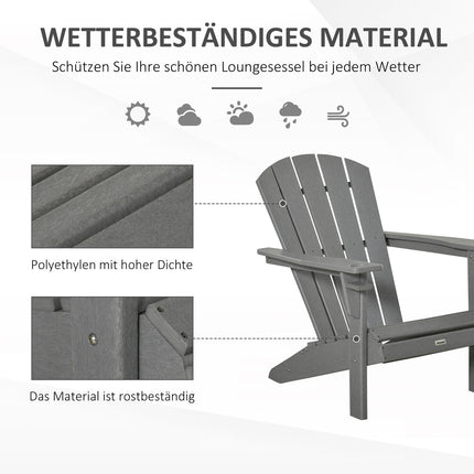 Adirondack-Gartensessel aus Kunststoff mit Getränkehalter, grau