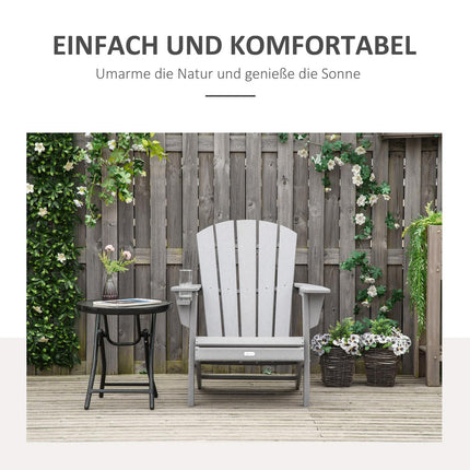 Adirondack-Gartensessel aus Kunststoff mit Getränkehalter, grau