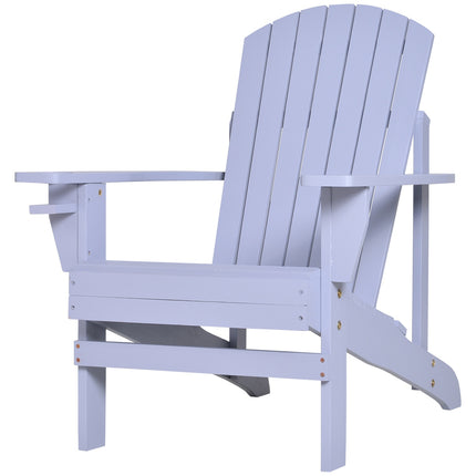 Adirondack Gartenstuhl mit Getränkehalter – Massivholz, Grau