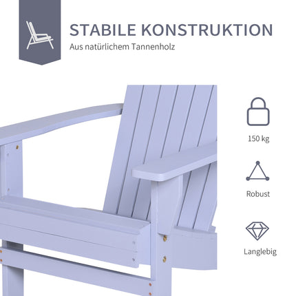 Adirondack Gartenstuhl mit Getränkehalter – Massivholz, Grau